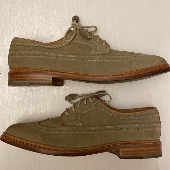 The Frye Co. John A Frye Men\'s Wingtip Tan Suede Leather Shoes Size 9.5 D main image 11